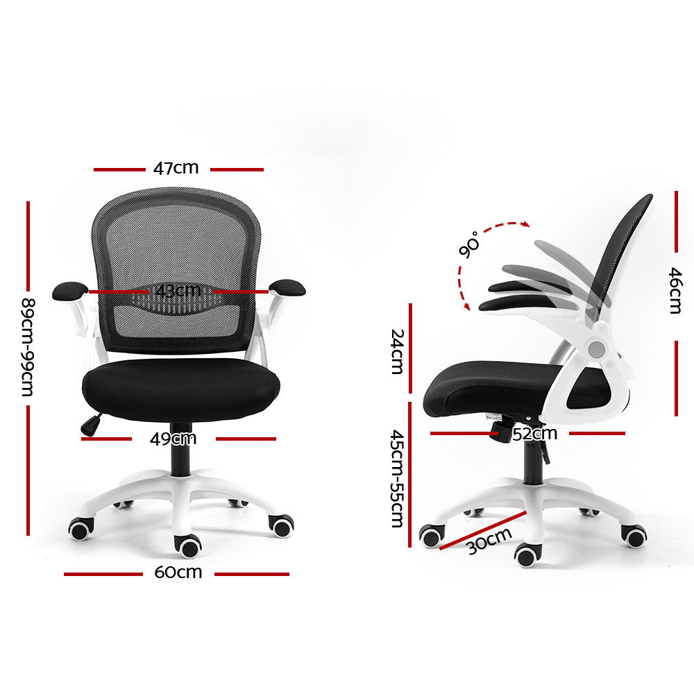 Artiss Mesh Office Chair Mid Back Black OCHAIR-G-2013-WH-BK