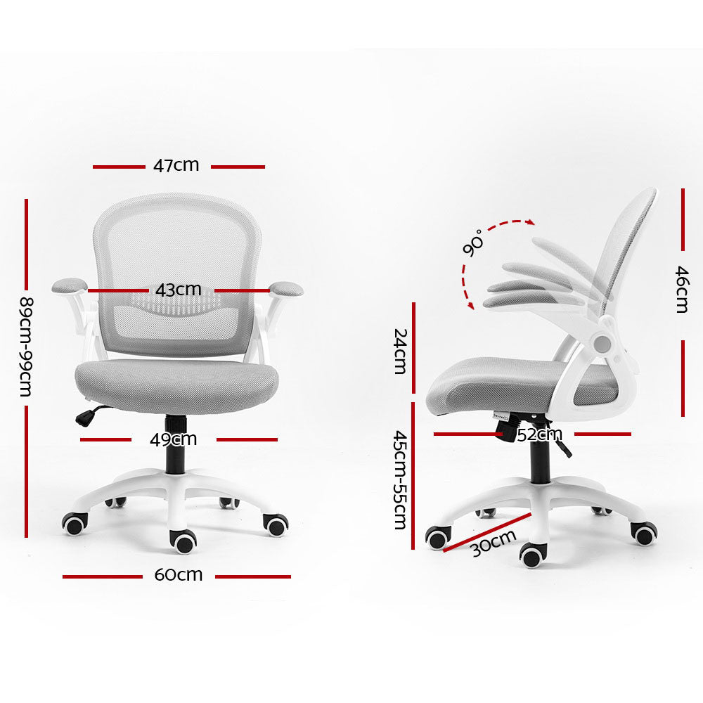 Artiss Mesh Office Chair Mid Back Grey OCHAIR-G-2013-WH-GY
