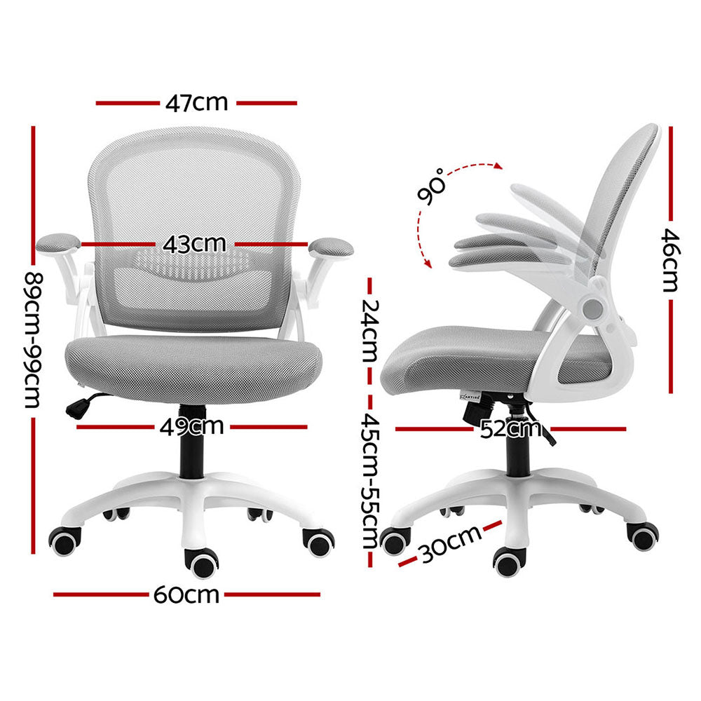 Artiss 2x Mesh Office Chair Computer Gaming Desk Chairs Work Study Mid Back Grey OCHAIR-G-2013-WH-GYX2