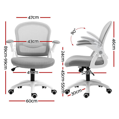 Artiss 2x Mesh Office Chair Computer Gaming Desk Chairs Work Study Mid Back Grey OCHAIR-G-2013-WH-GYX2