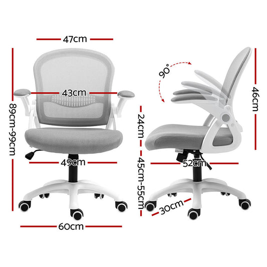 Artiss 2x Mesh Office Chair Computer Gaming Desk Chairs Work Study Mid Back Grey OCHAIR-G-2013-WH-GYX2