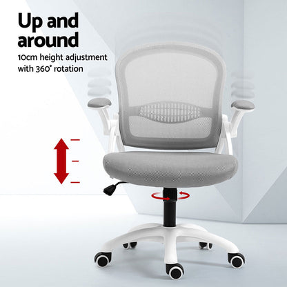 Artiss 2x Mesh Office Chair Computer Gaming Desk Chairs Work Study Mid Back Grey OCHAIR-G-2013-WH-GYX2