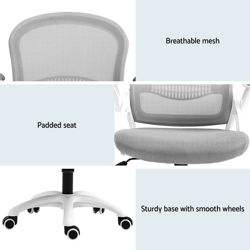 Artiss 2x Mesh Office Chair Computer Gaming Desk Chairs Work Study Mid Back Grey OCHAIR-G-2013-WH-GYX2