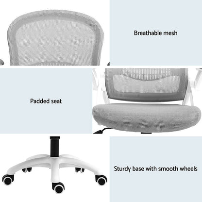 Artiss 2x Mesh Office Chair Computer Gaming Desk Chairs Work Study Mid Back Grey OCHAIR-G-2013-WH-GYX2