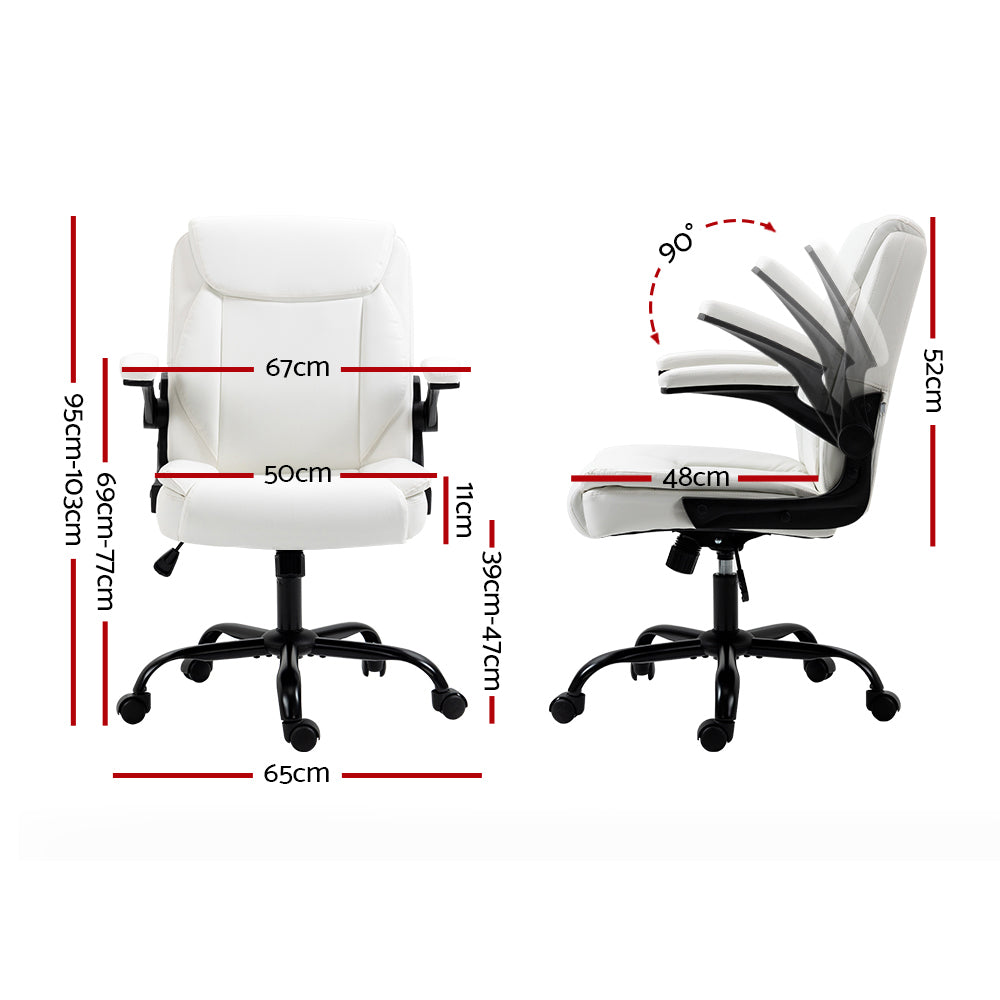 Artiss Executive Office Chair Mid Back White OCHAIR-G-7023-WH