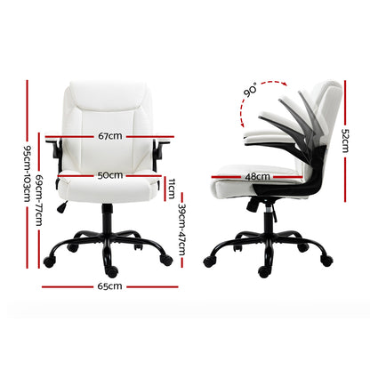 Artiss Executive Office Chair Mid Back White OCHAIR-G-7023-WH