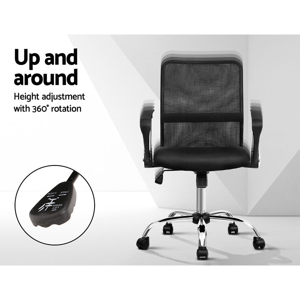 Artiss Mesh Office Chair Mid Back Black OCHAIR-G-8009L-BK