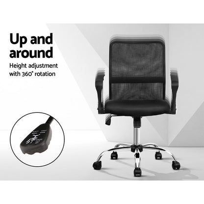 Artiss Mesh Office Chair Mid Back Black OCHAIR-G-8009L-BK