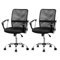Artiss 2x Mesh Office Chair Mid Back Black OCHAIR-G-8009L-BKX2