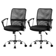 Artiss 2x Mesh Office Chair Mid Back Black OCHAIR-G-8009L-BKX2