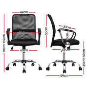 Artiss 2x Mesh Office Chair Mid Back Black OCHAIR-G-8009L-BKX2
