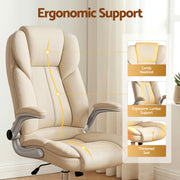 Artiss Executive Office Chair Leather Tilt Beige OCHAIR-G-9314-BG