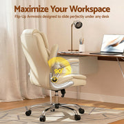 Artiss Executive Office Chair Leather Tilt Beige OCHAIR-G-9314-BG