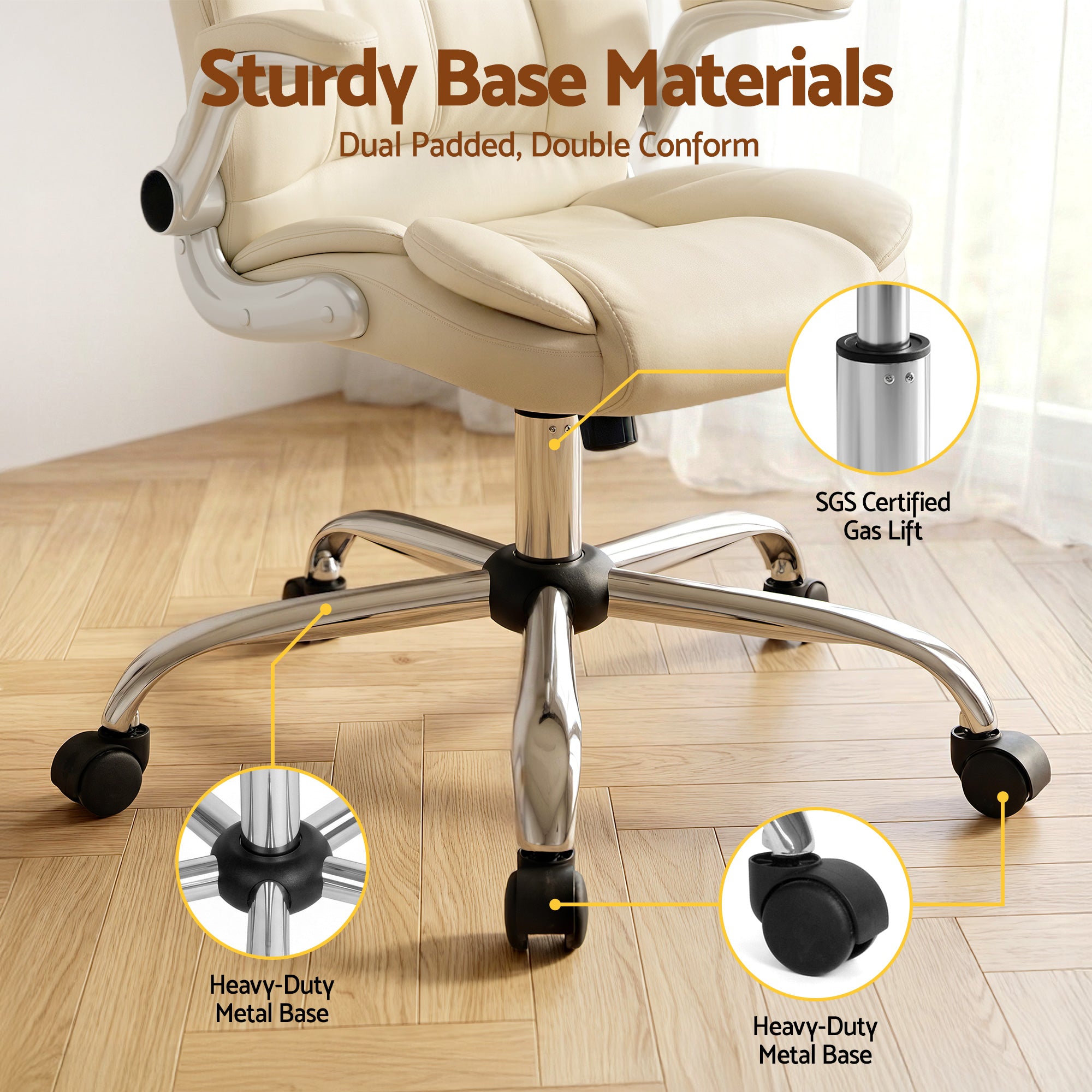 Artiss Executive Office Chair Leather Tilt Beige OCHAIR-G-9314-BG