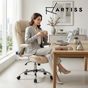 Artiss Executive Office Chair Leather Tilt Beige OCHAIR-G-9314-BG