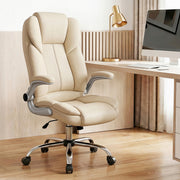 Artiss Executive Office Chair Leather Tilt Beige OCHAIR-G-9314-BG