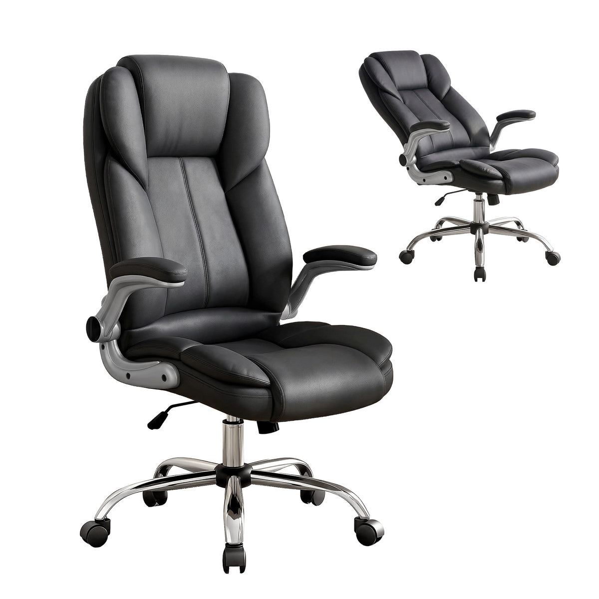 Artiss Executive Office Chair Leather Tilt Black OCHAIR-G-9314-BK
