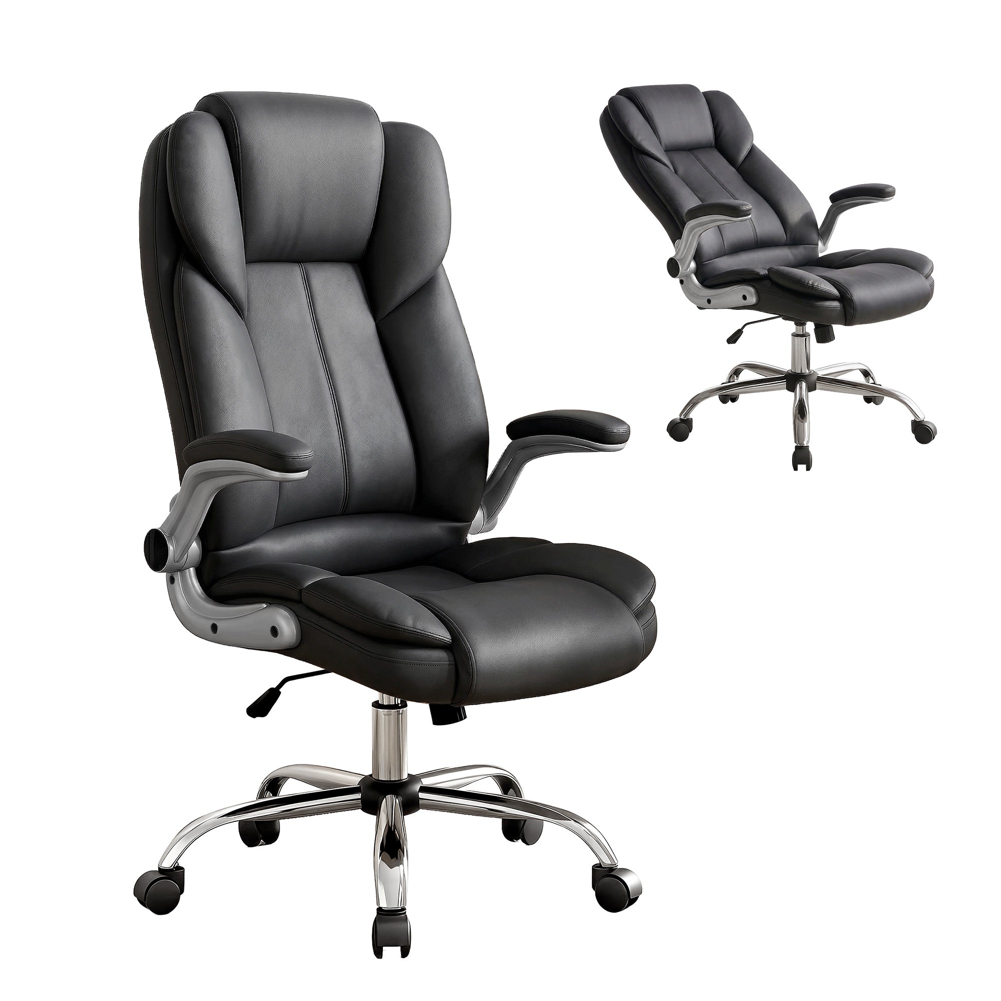 Artiss Executive Office Chair Leather Tilt Black OCHAIR-G-9314-BK