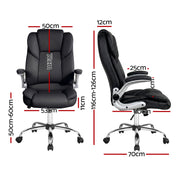 Artiss Executive Office Chair Leather Tilt Black OCHAIR-G-9314-BK