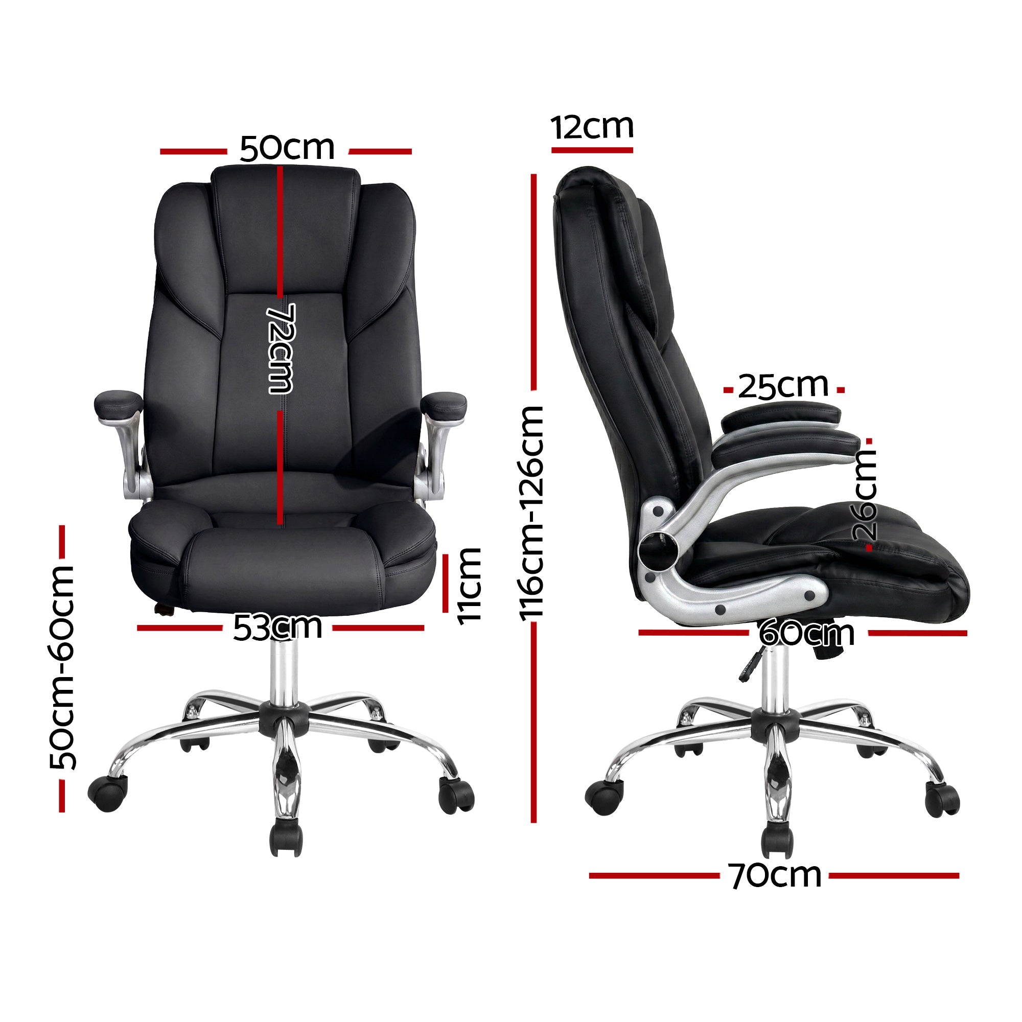 Artiss Executive Office Chair Leather Tilt Black OCHAIR-G-9314-BK