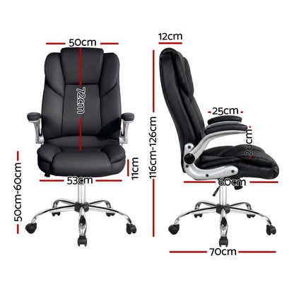 Artiss Executive Office Chair Leather Tilt Black OCHAIR-G-9314-BK