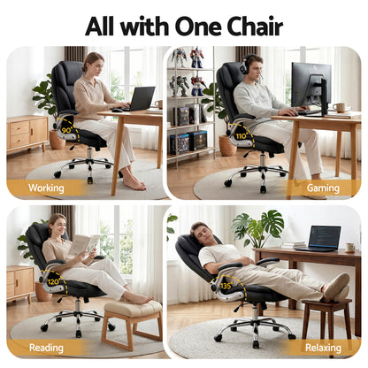 Artiss Executive Office Chair Leather Tilt Black OCHAIR-G-9314-BK