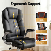 Artiss Executive Office Chair Leather Tilt Black OCHAIR-G-9314-BK