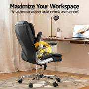 Artiss Executive Office Chair Leather Tilt Black OCHAIR-G-9314-BK