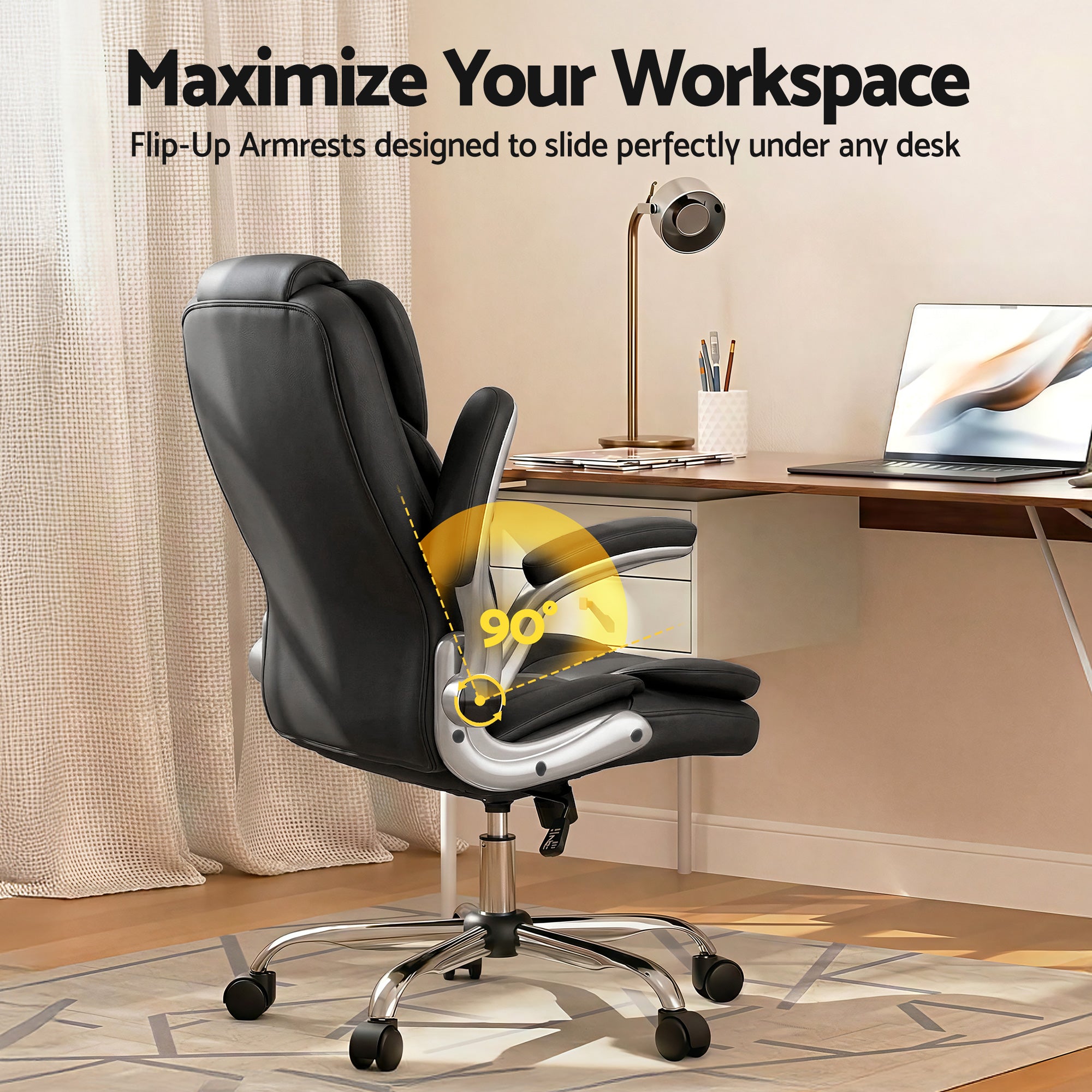 Artiss Executive Office Chair Leather Tilt Black OCHAIR-G-9314-BK