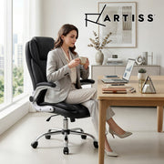 Artiss Executive Office Chair Leather Tilt Black OCHAIR-G-9314-BK