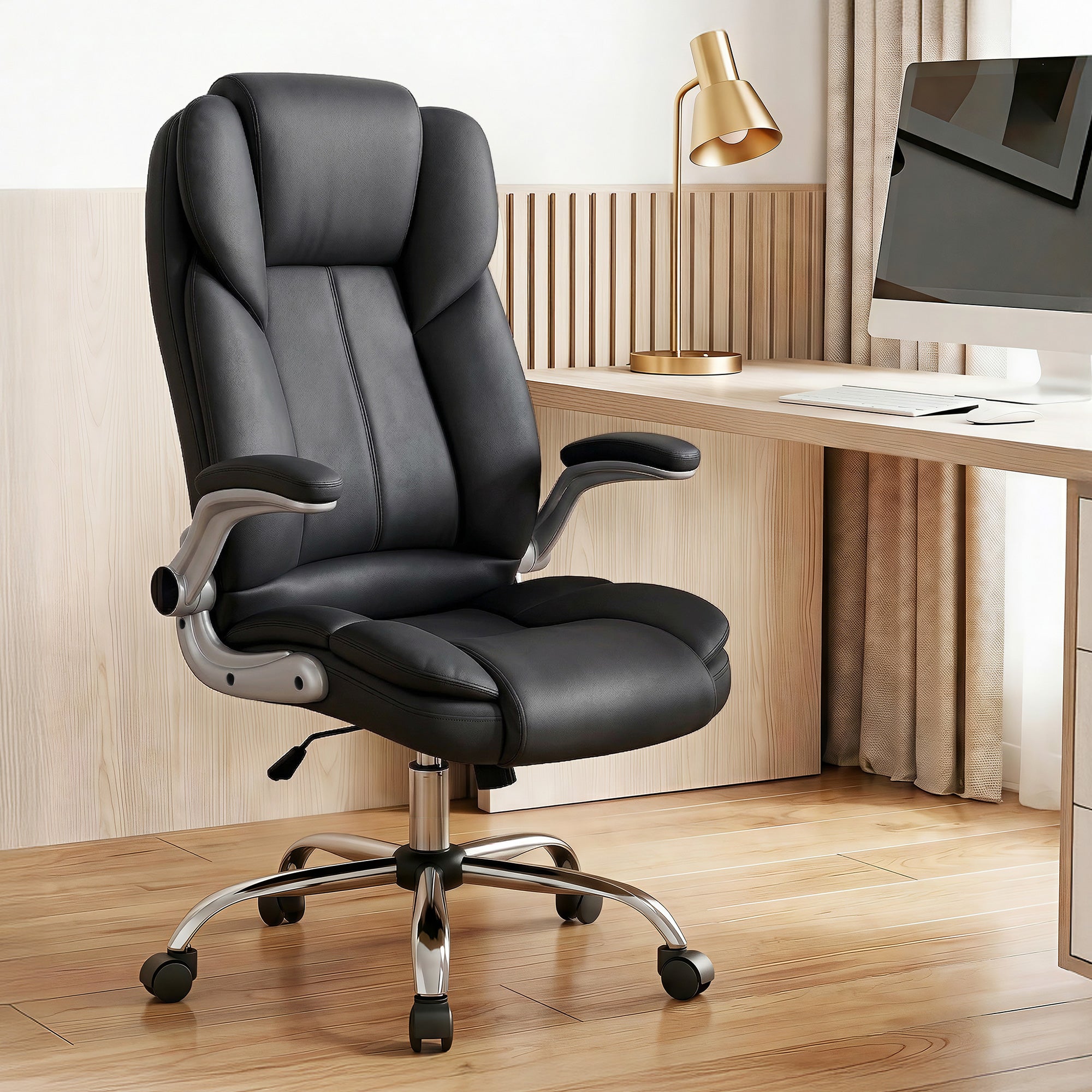 Artiss Executive Office Chair Leather Tilt Black OCHAIR-G-9314-BK