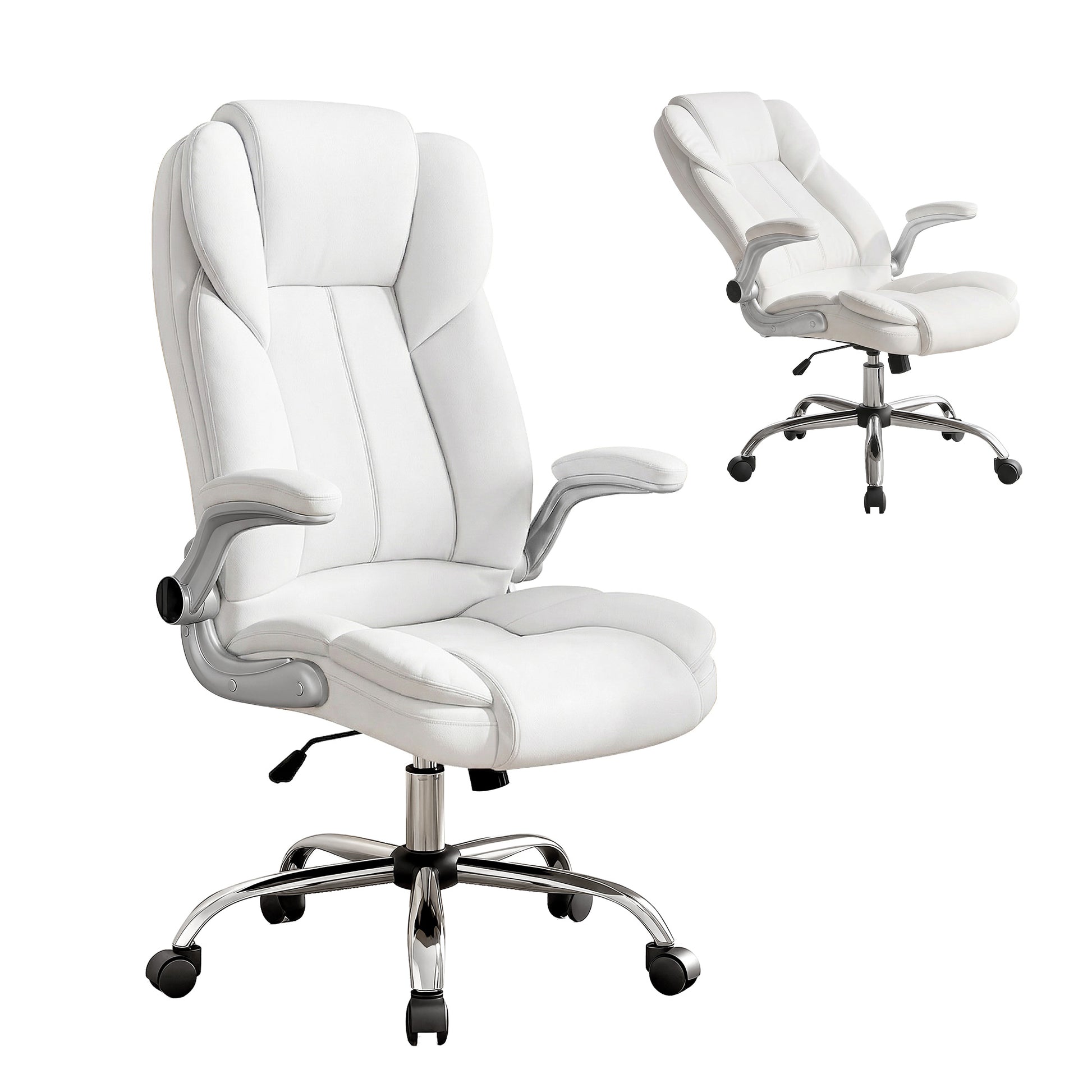 Artiss Executive Office Chair Leather Tilt White OCHAIR-G-9314-WH
