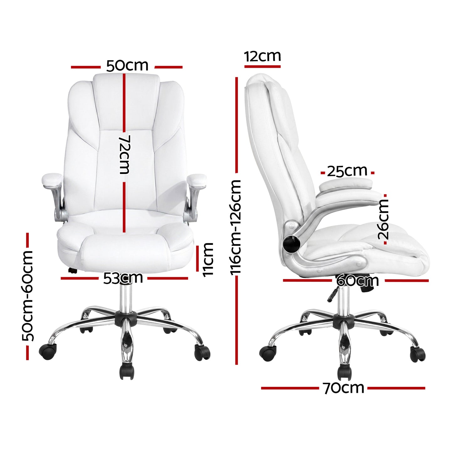 Artiss Executive Office Chair Leather Tilt White OCHAIR-G-9314-WH