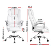 Artiss Executive Office Chair Leather Tilt White OCHAIR-G-9314-WH