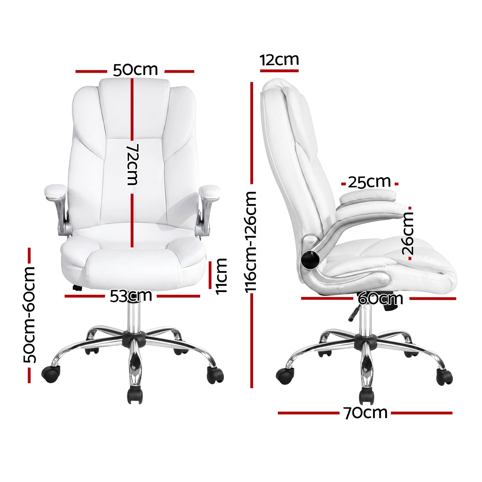 Artiss Executive Office Chair Leather Tilt White OCHAIR-G-9314-WH