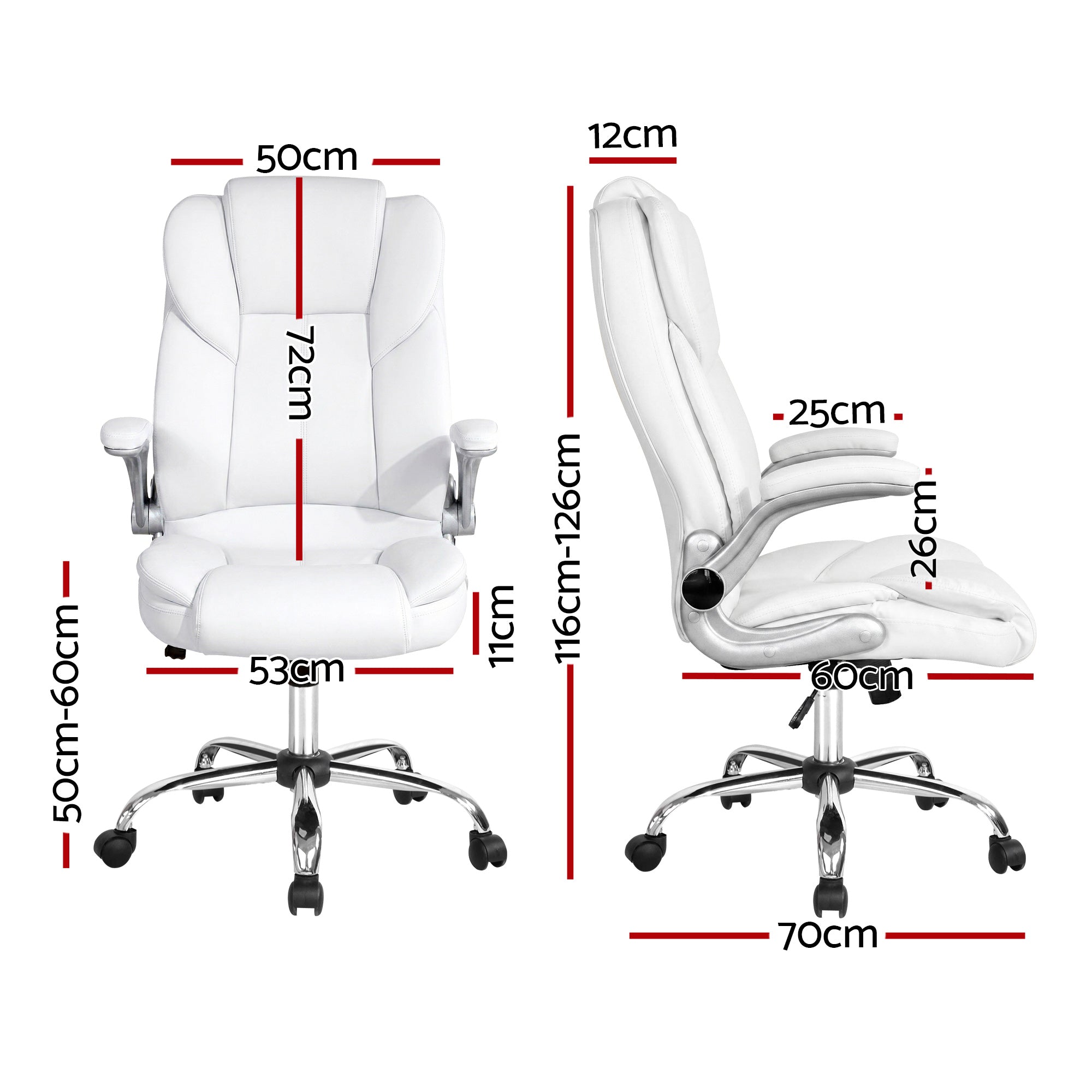 Artiss Executive Office Chair Leather Tilt White OCHAIR-G-9314-WH