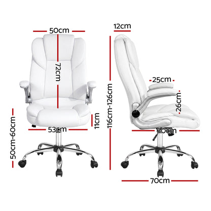 Artiss Executive Office Chair Leather Tilt White OCHAIR-G-9314-WH