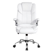 Artiss Executive Office Chair Leather Tilt White OCHAIR-G-9314-WH
