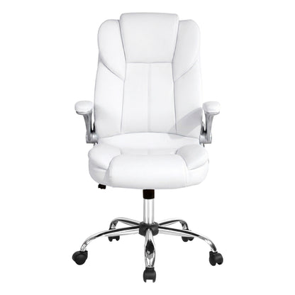 Artiss Executive Office Chair Leather Tilt White OCHAIR-G-9314-WH