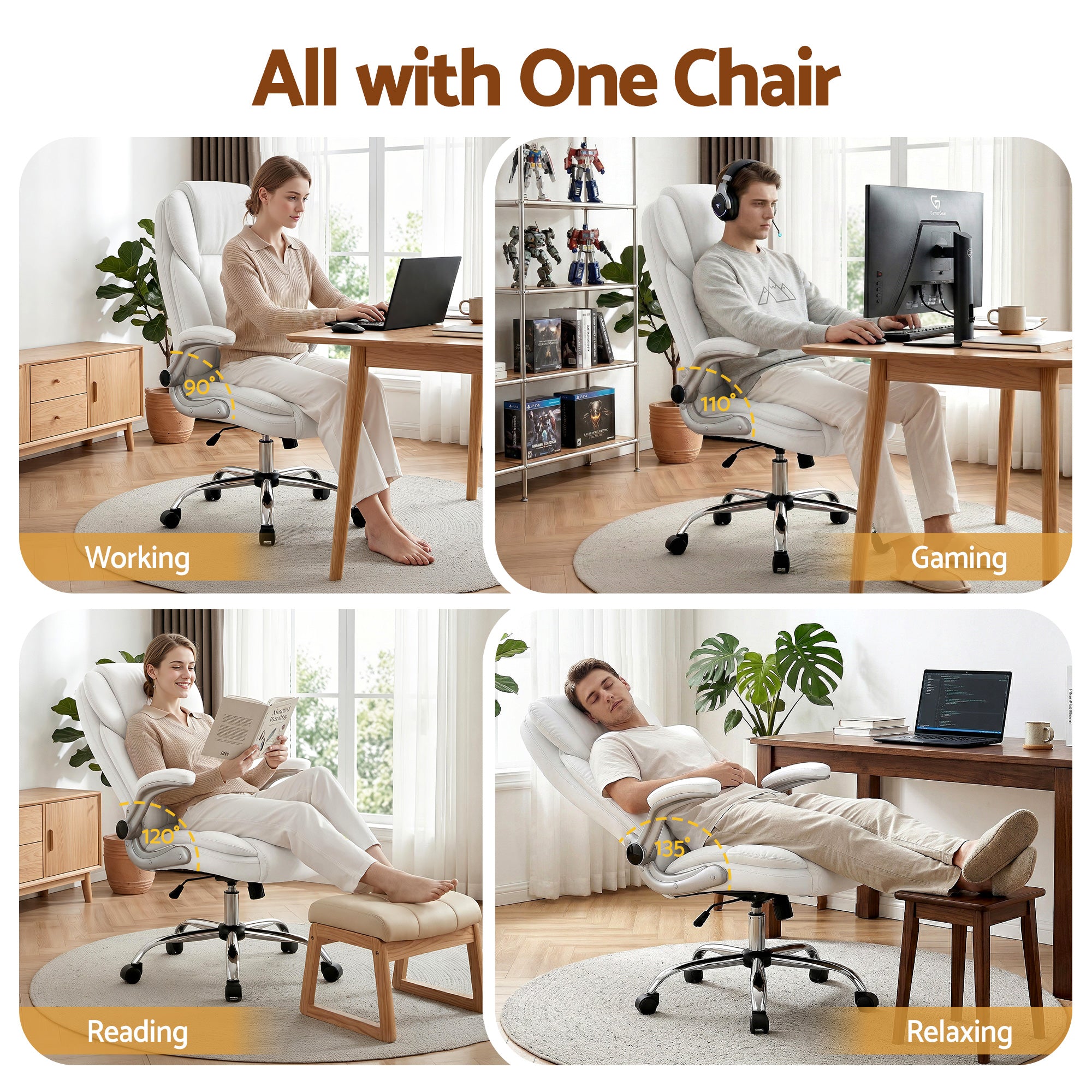 Artiss Executive Office Chair Leather Tilt White OCHAIR-G-9314-WH