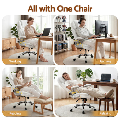 Artiss Executive Office Chair Leather Tilt White OCHAIR-G-9314-WH