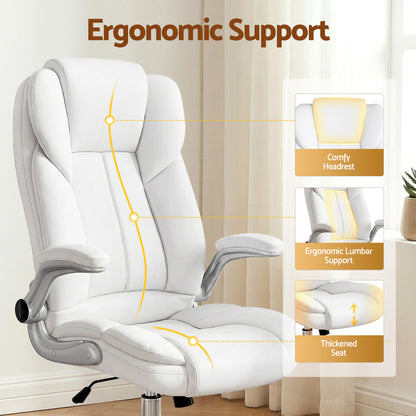 Artiss Executive Office Chair Leather Tilt White OCHAIR-G-9314-WH