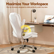 Artiss Executive Office Chair Leather Tilt White OCHAIR-G-9314-WH
