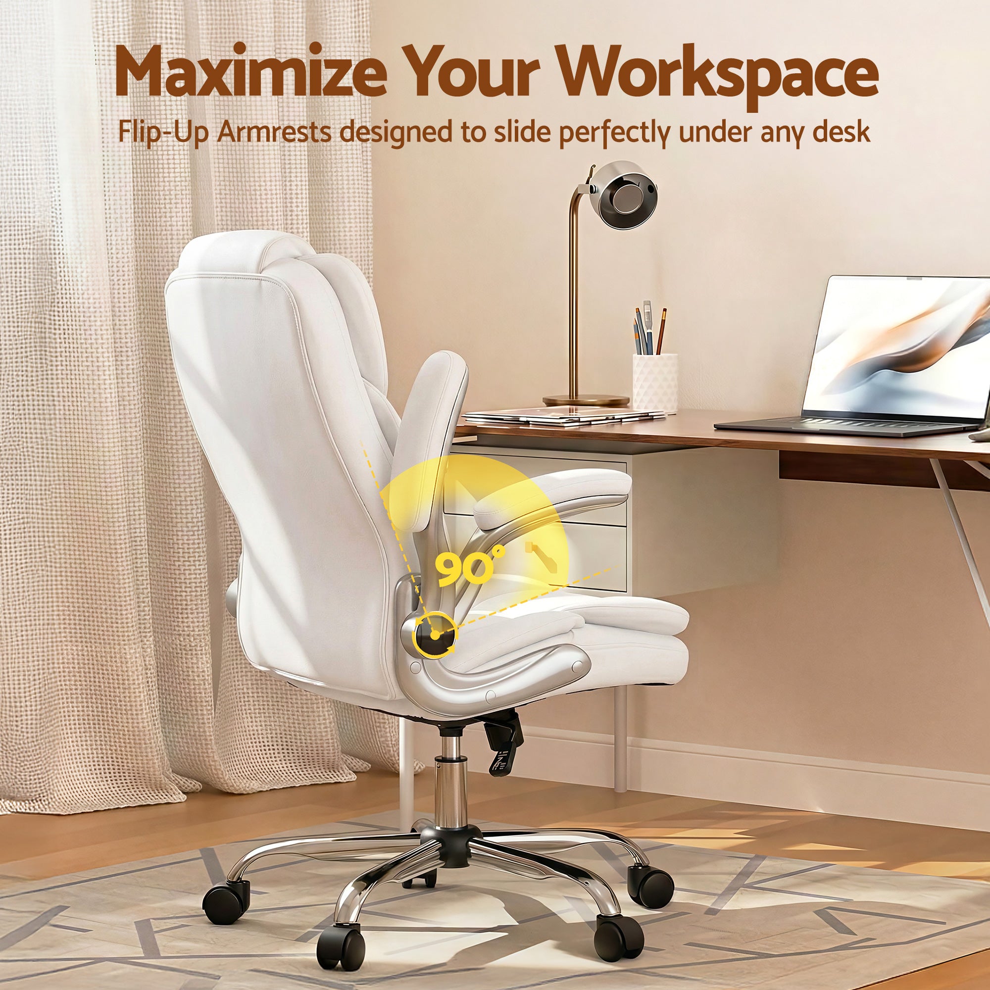 Artiss Executive Office Chair Leather Tilt White OCHAIR-G-9314-WH