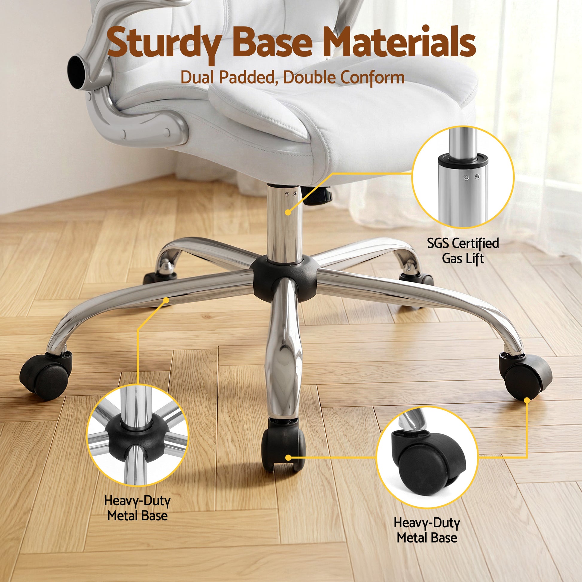 Artiss Executive Office Chair Leather Tilt White OCHAIR-G-9314-WH