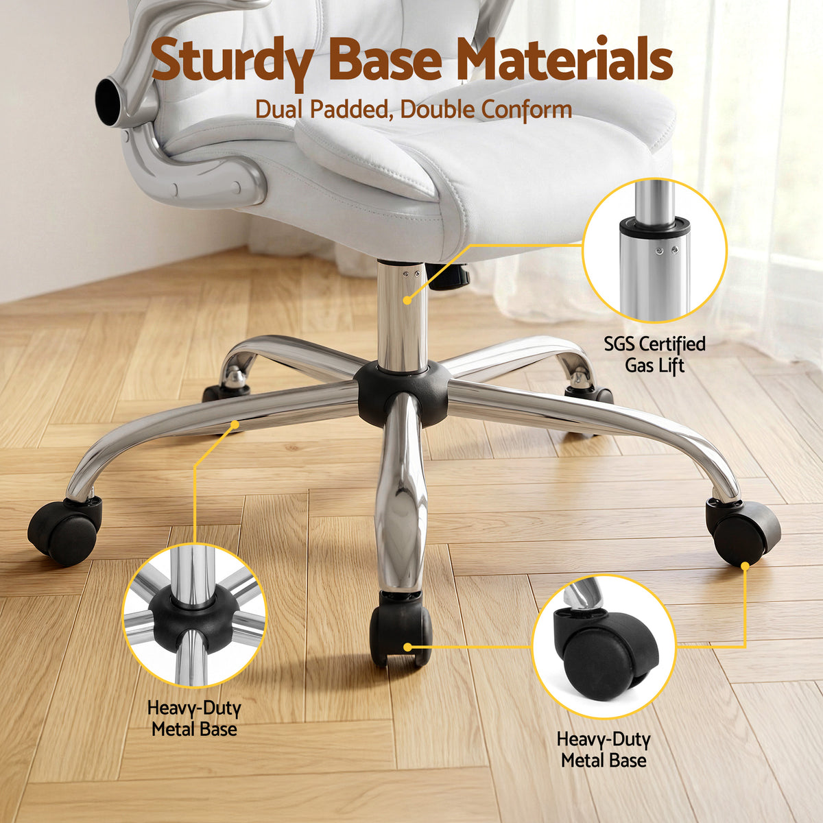 Artiss Executive Office Chair Leather Tilt White OCHAIR-G-9314-WH