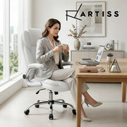 Artiss Executive Office Chair Leather Tilt White OCHAIR-G-9314-WH