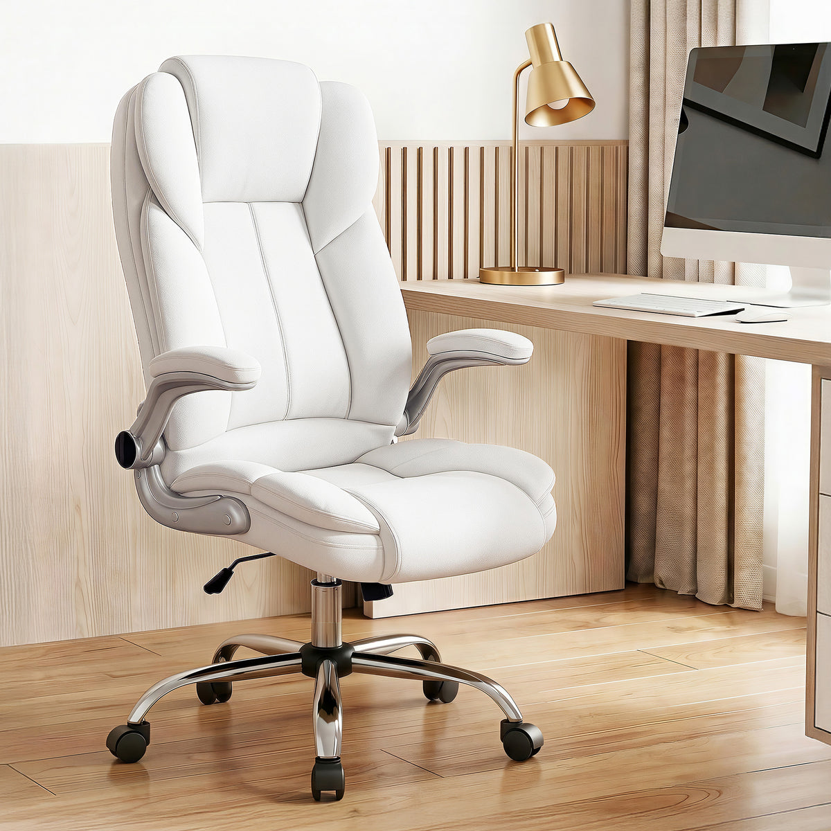 Artiss Executive Office Chair Leather Tilt White OCHAIR-G-9314-WH
