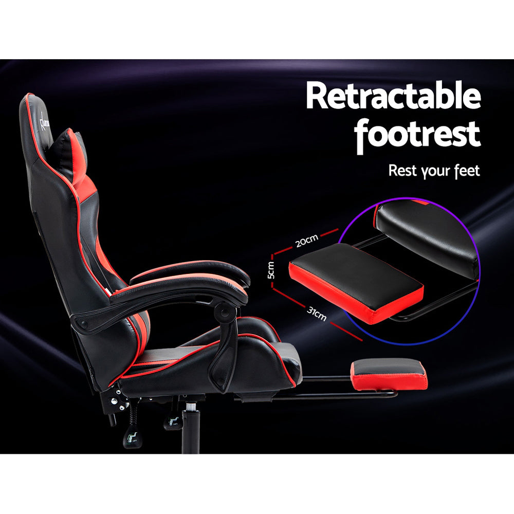 Artiss Gaming Office Chair Recliner Footrest Red OCHAIR-G-R4775-FT-BK-RD