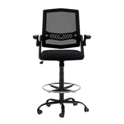 Artiss Office Chair Drafting Stool Mesh Chairs Black OCHAIR-G-RING-2003-BK